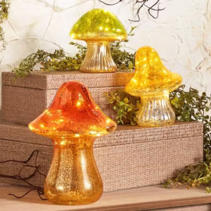 Lighted Glass Mushrooms
