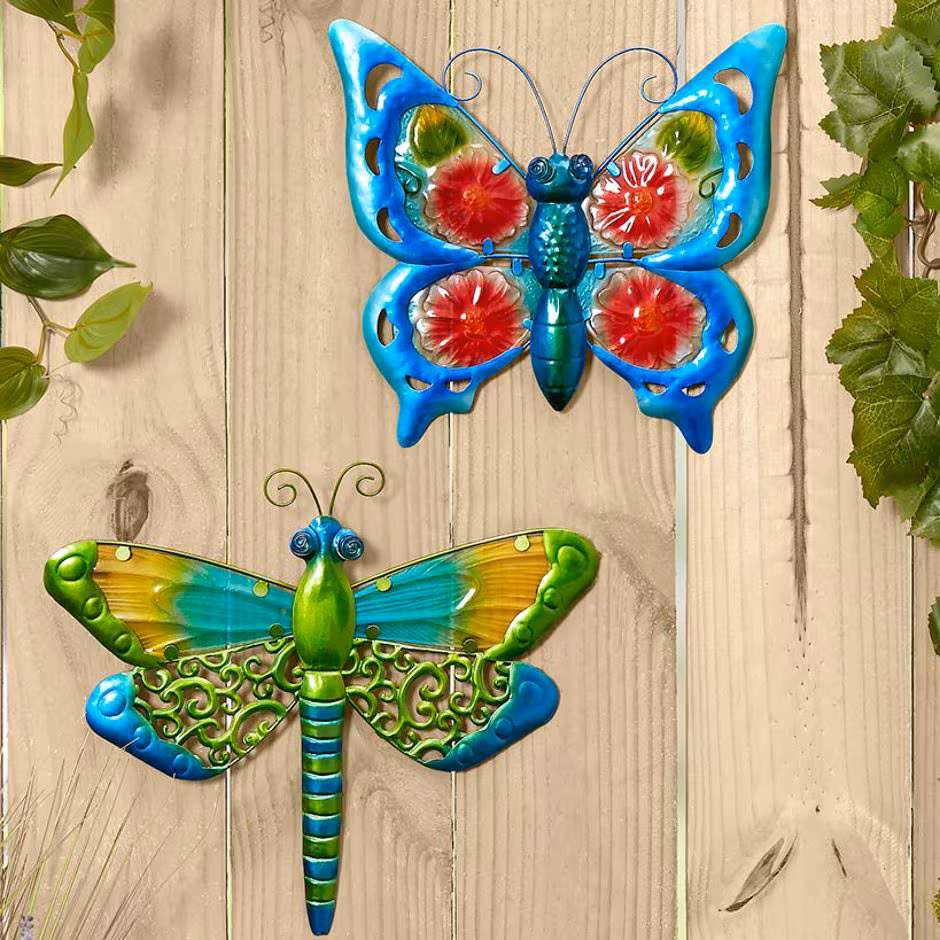 Vibrant Butterfly Or Dragonfly Garden Wall Hanging